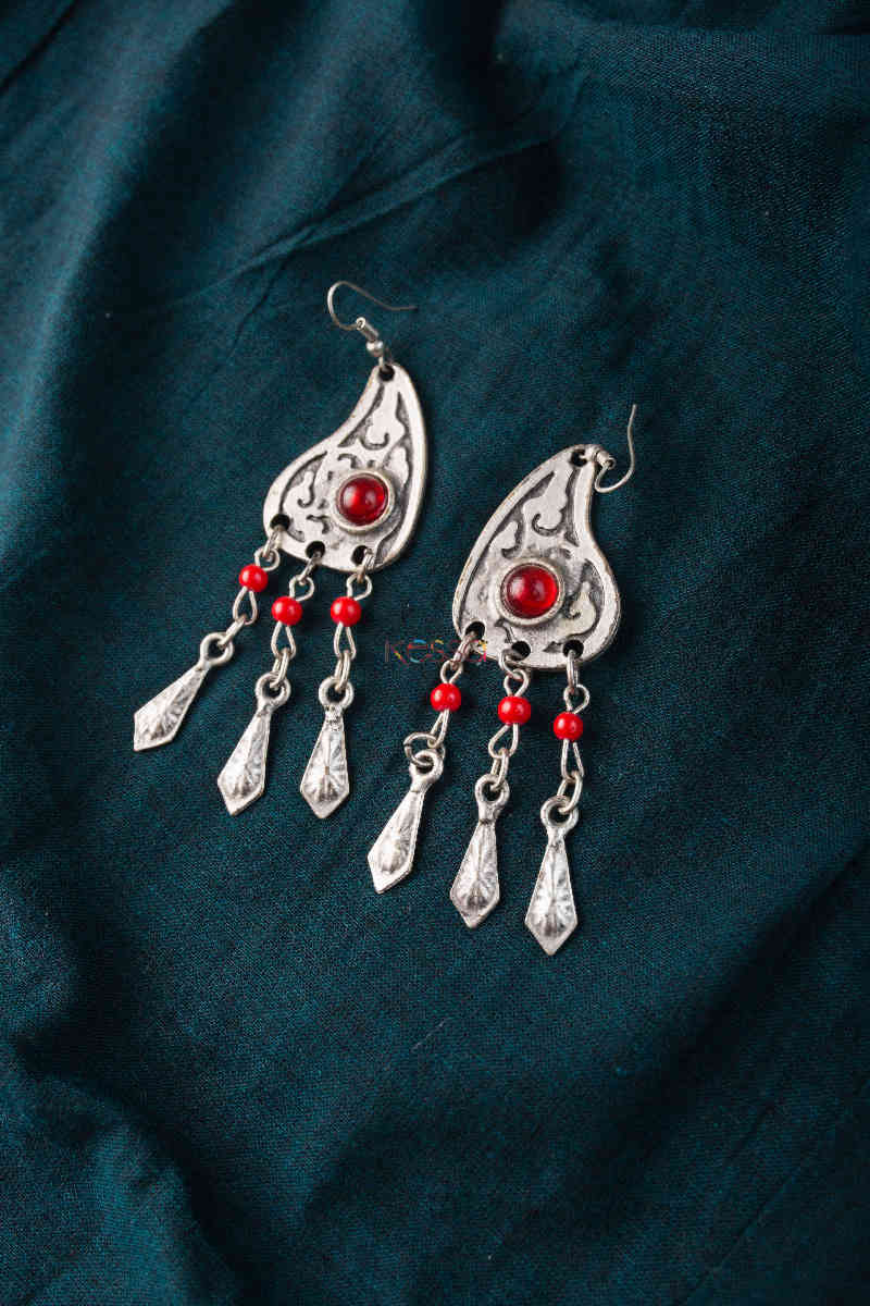 Image for Kusvaa Kpe24 Turkish Red Multi Stone Tribal Earrings 1 Featured