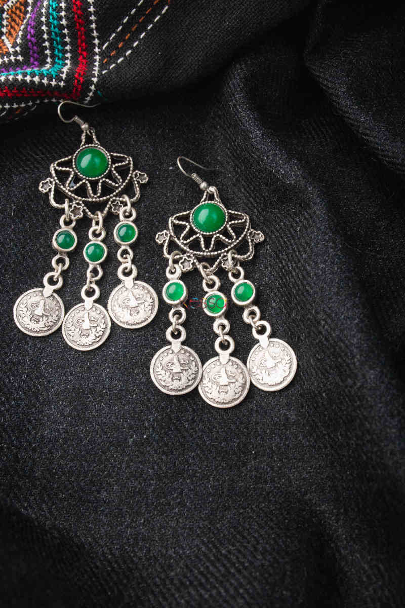 Image for Kusvaa Kpe46 Turkish Circular Multi Stone Chain Earrings 1 Featured