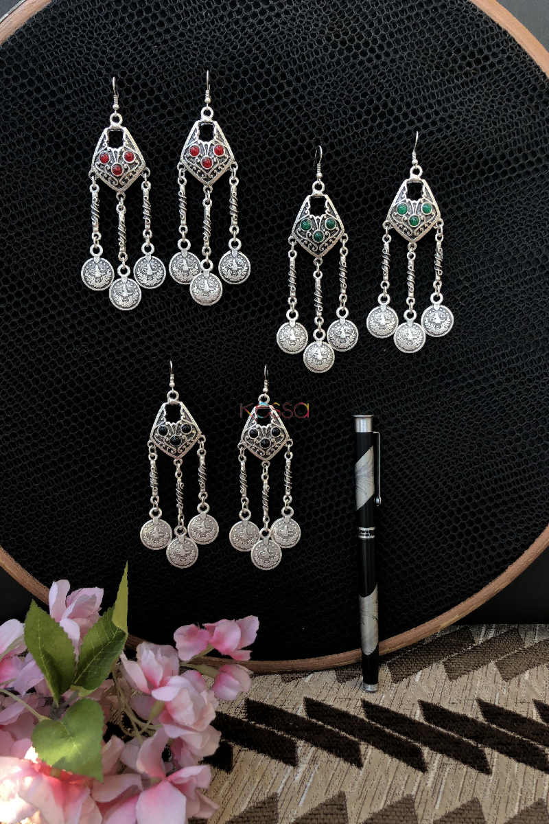 Image for Kusvaa Kpe47 Turkish Multi Stone Chain Earrings