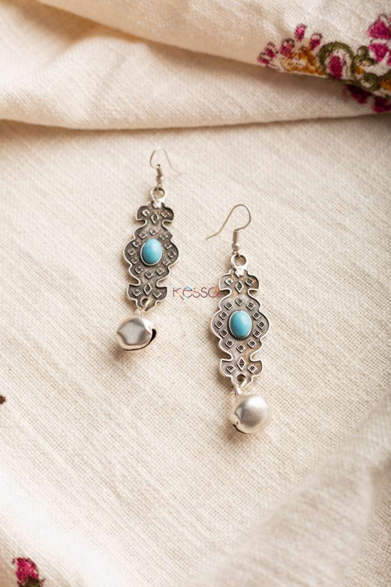 Image for Kusvaa Kpe78 Turkish Tribal Boho Ghunghroo Earrings Front