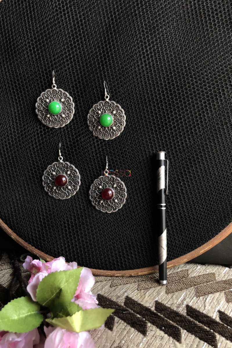 Image for Kusvaa Kpe83 Turkish Circular Tribal Boho Earrings