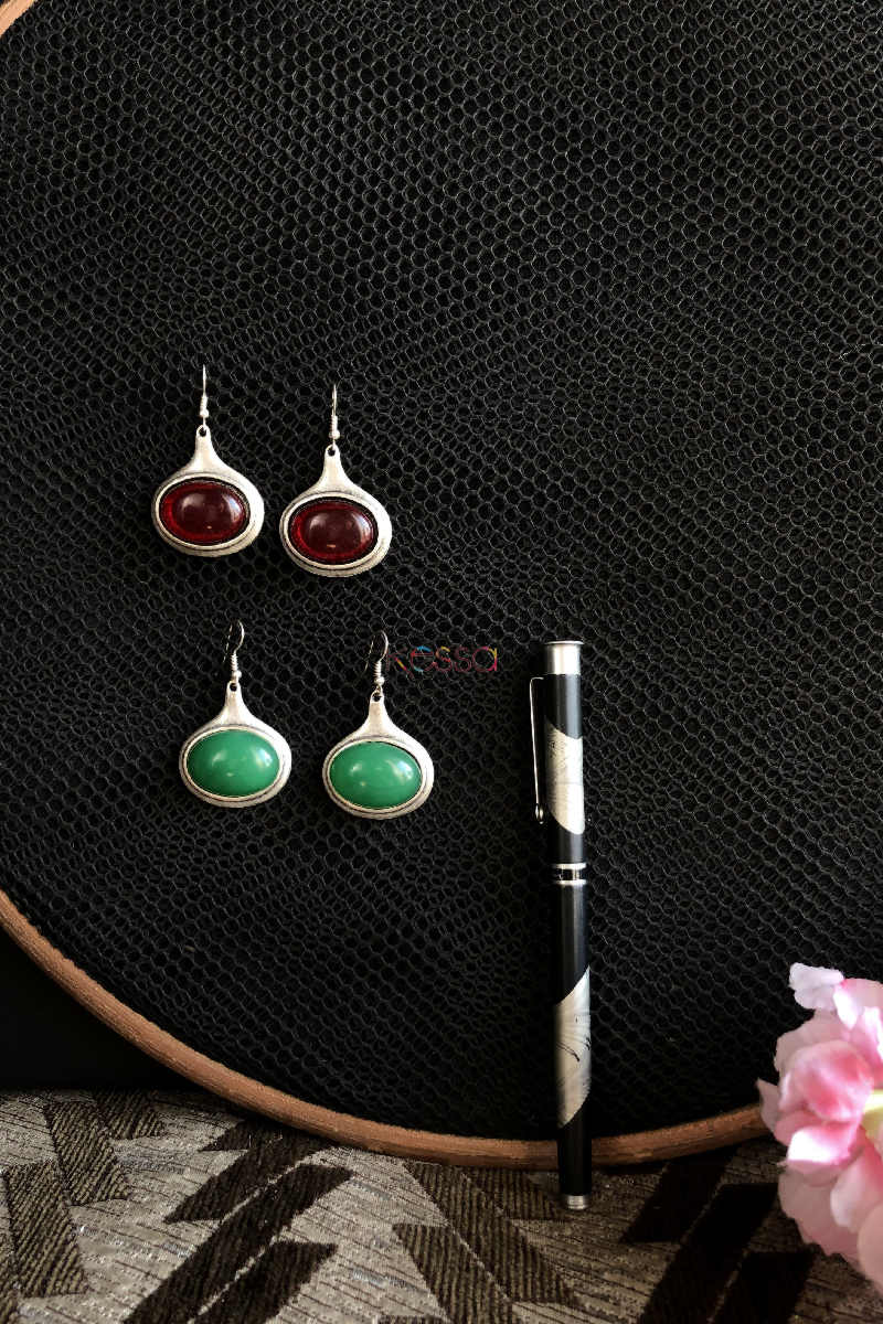Image for Kusvaa Kpe84 Turkish Oval Tribal Boho Earrings