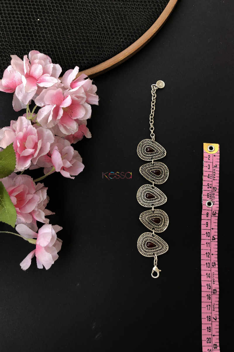 Image for Kusvaa Kph51 Turkish Circular Red Multi Stone Tribal Chain Bracele