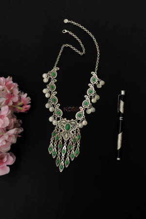 Image for Kusvaa Kpn04 Turkish Green Multi Stone Paisely Necklace