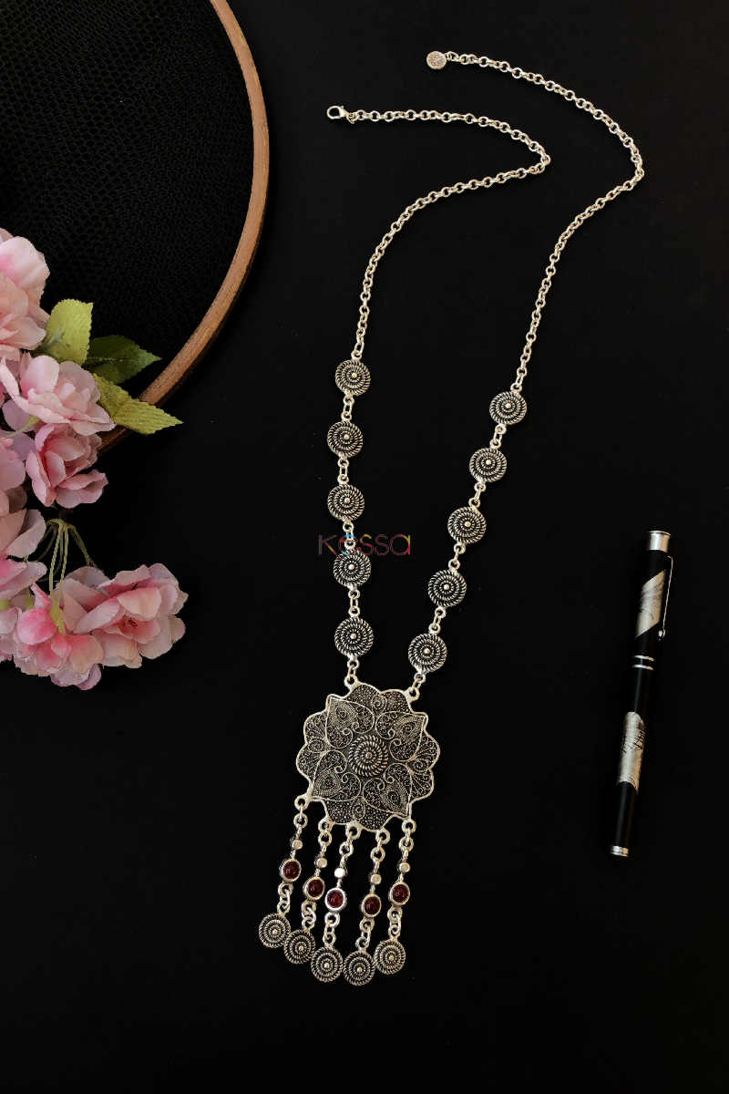Image for Kusvaa Kpn30 Turkish Circular Red Stone Necklace