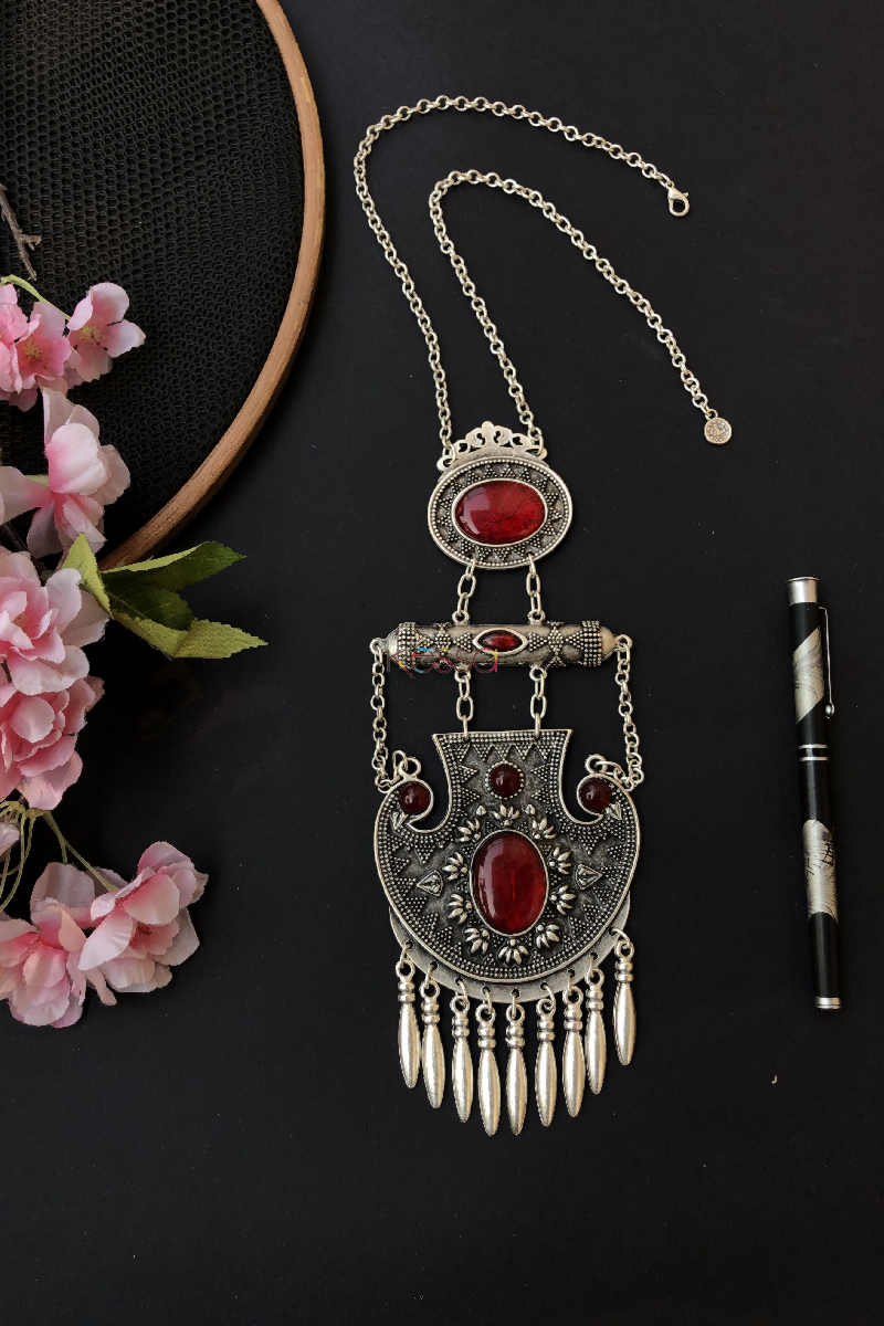 Image for Kusvaa Kpn51 Turkish Bar Multi Red Stone Necklace