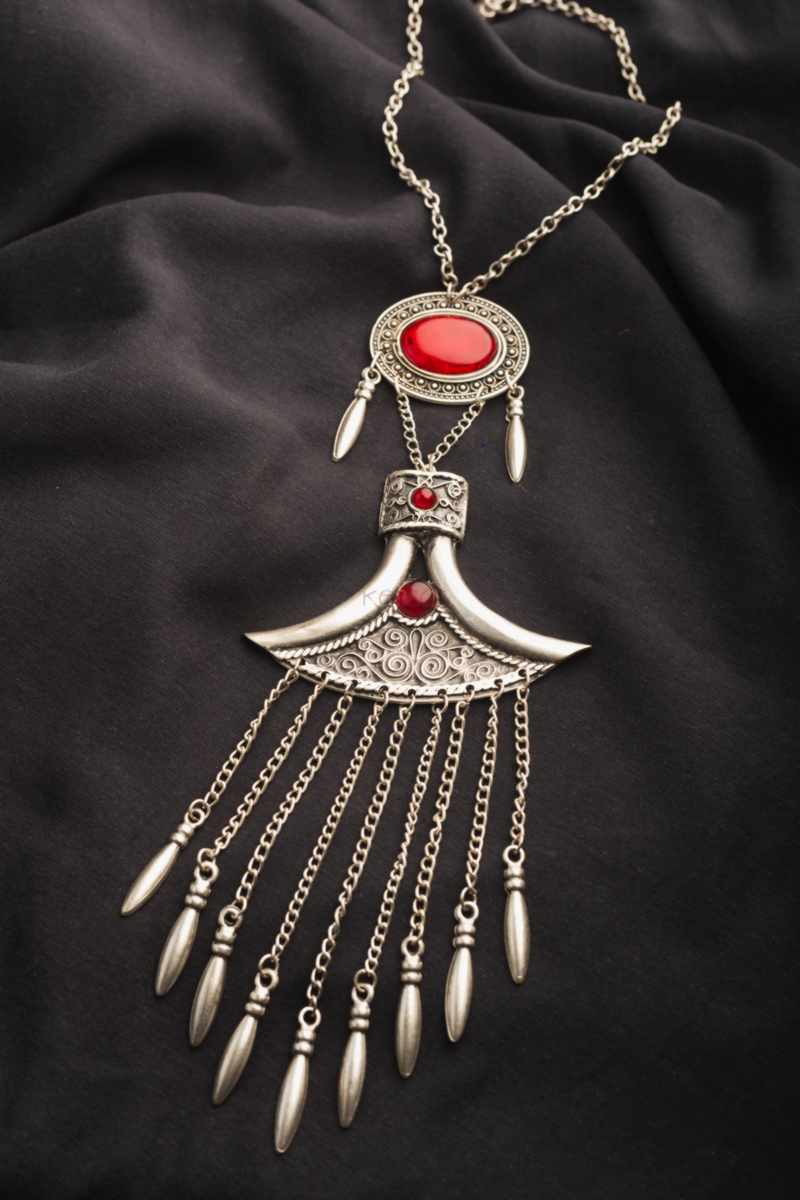 Image for Kusvaa Kpn66 Turkish Circular Pendant Red Stone Necklace Featured