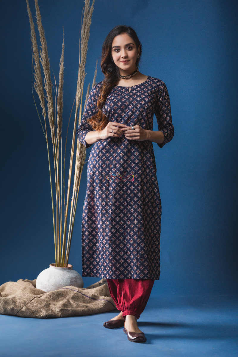 Image for Kusvaa Taf43 Steel Grey Regular Wear Kurta Featured
