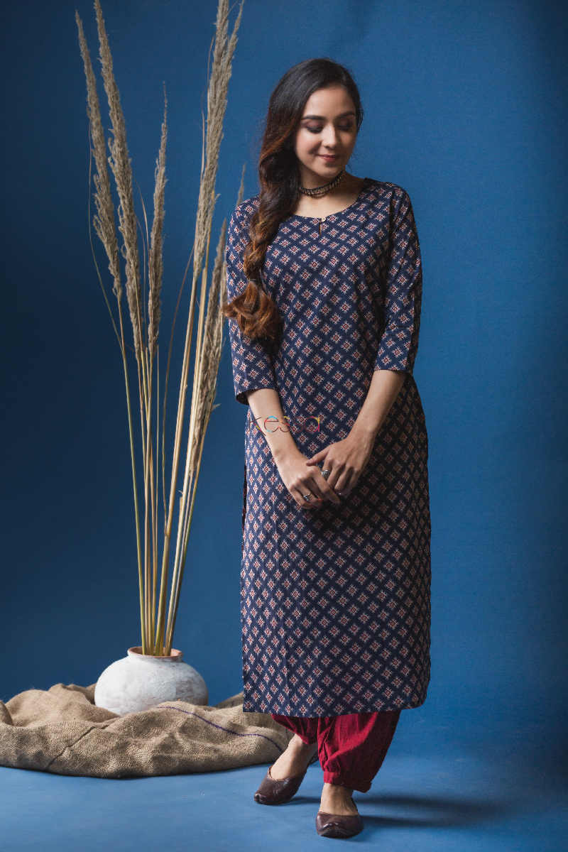 Image for Kusvaa Taf43 Steel Grey Regular Wear Kurta Front