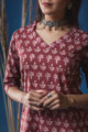 Image for Kusvaa Taf46 Cocoa Bean Regular Wear Straight Fit Kurta Closeup