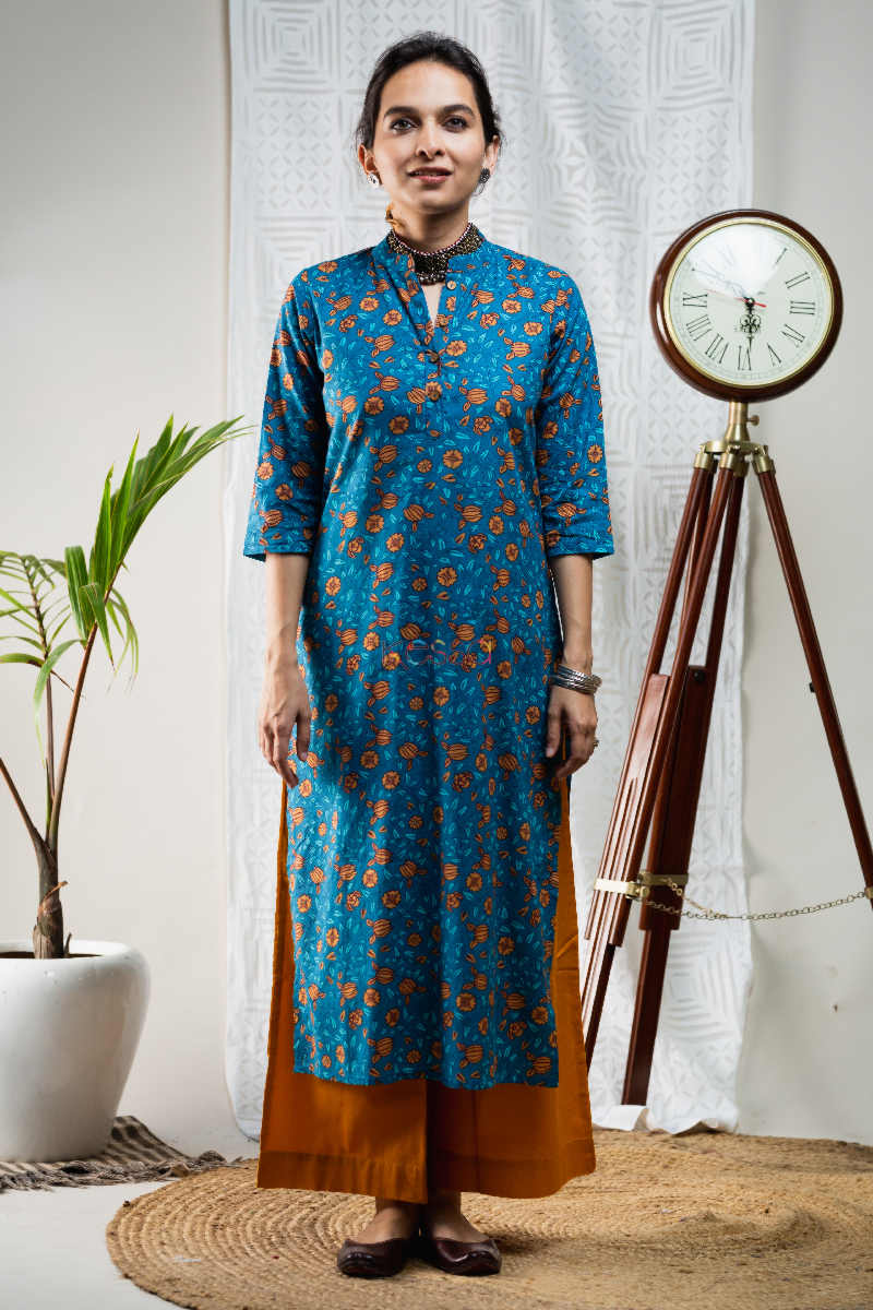 Image for Kusvaa Vcr06 Matisse Blue Regular Kurta 1 Featured