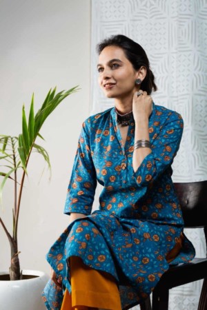 Image for Kusvaa Vcr06 Matisse Blue Regular Kurta 1 Sitting 1