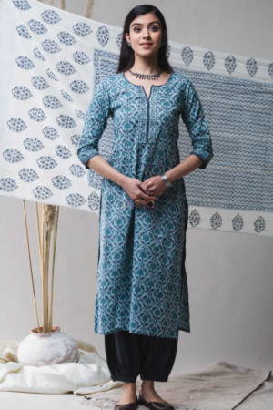 Image for Kusvaa Vcr07 Wedgewood Blue Regular Wear Kurta Featured