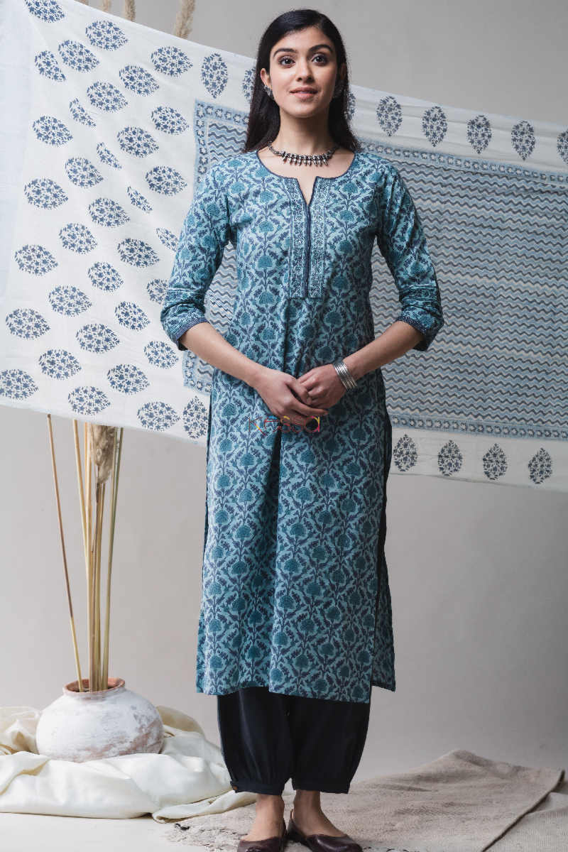 Image for Kusvaa Vcr07 Wedgewood Blue Regular Wear Kurta Featured
