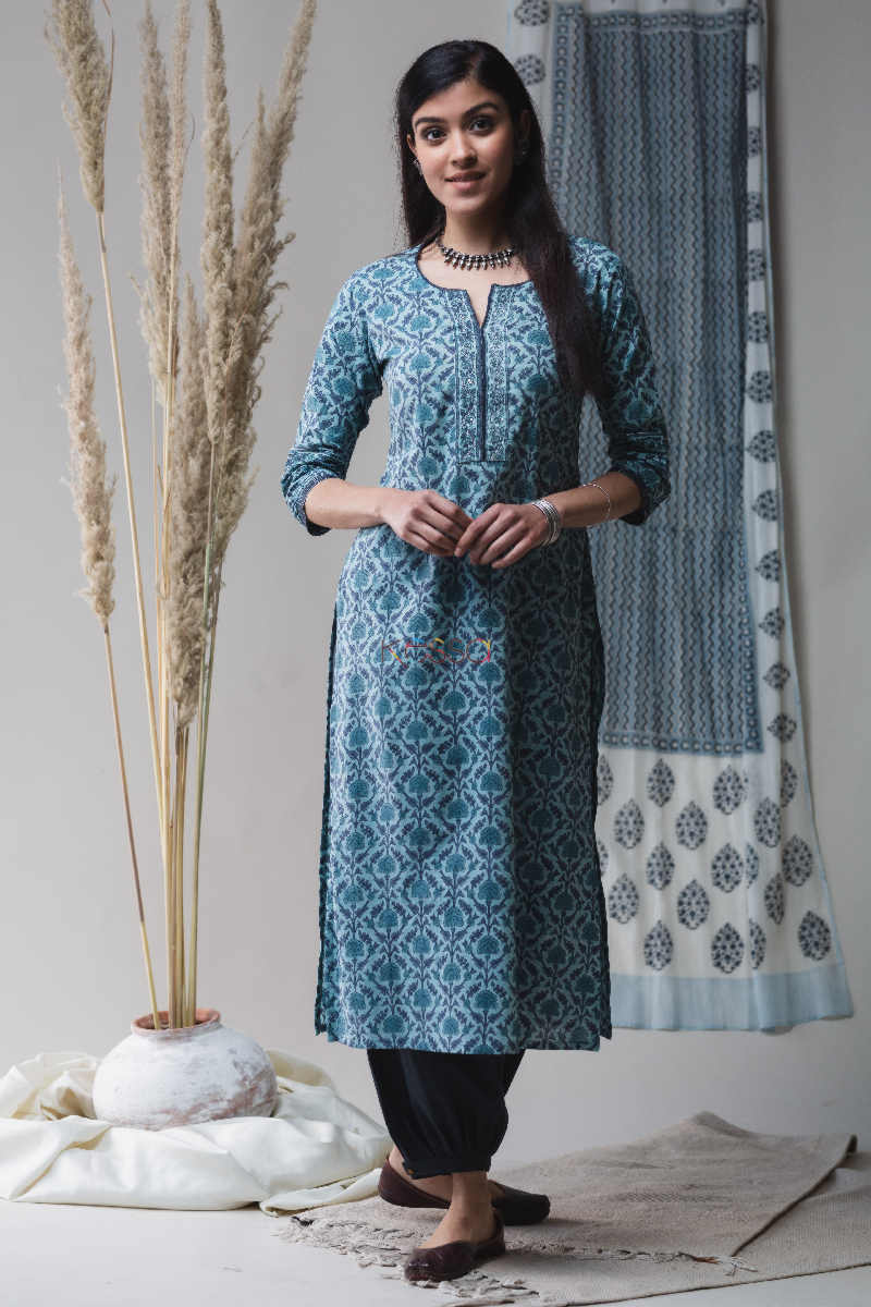 Image for Kusvaa Vcr07 Wedgewood Blue Regular Wear Kurta Look