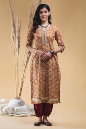 Image for Kusvaa Vcr08 Mule Fawn Regular Wear Kurta Featured