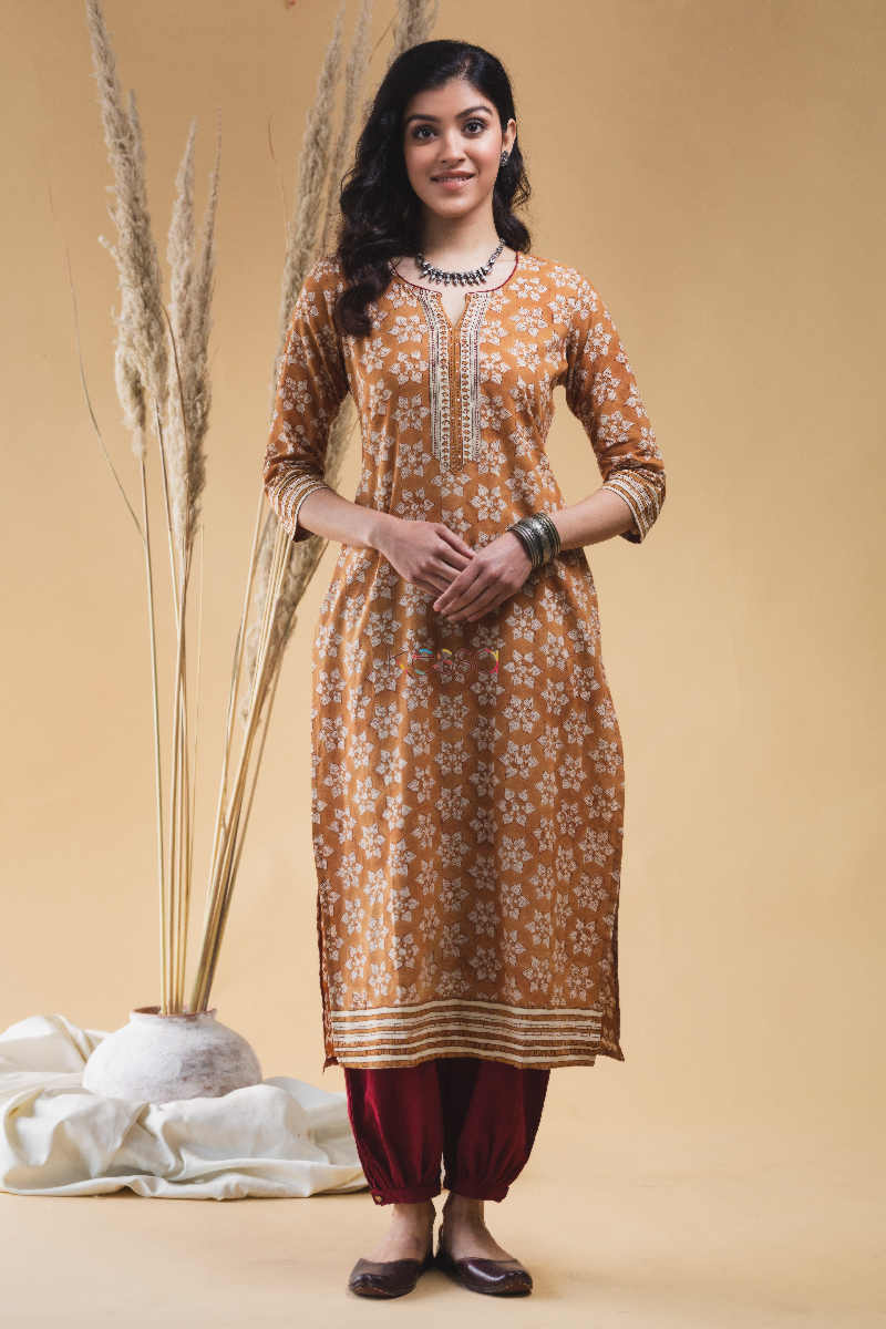 Image for Kusvaa Vcr08 Mule Fawn Regular Wear Kurta Featured