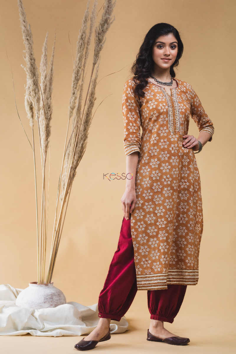 Image for Kusvaa Vcr08 Mule Fawn Regular Wear Kurta Look