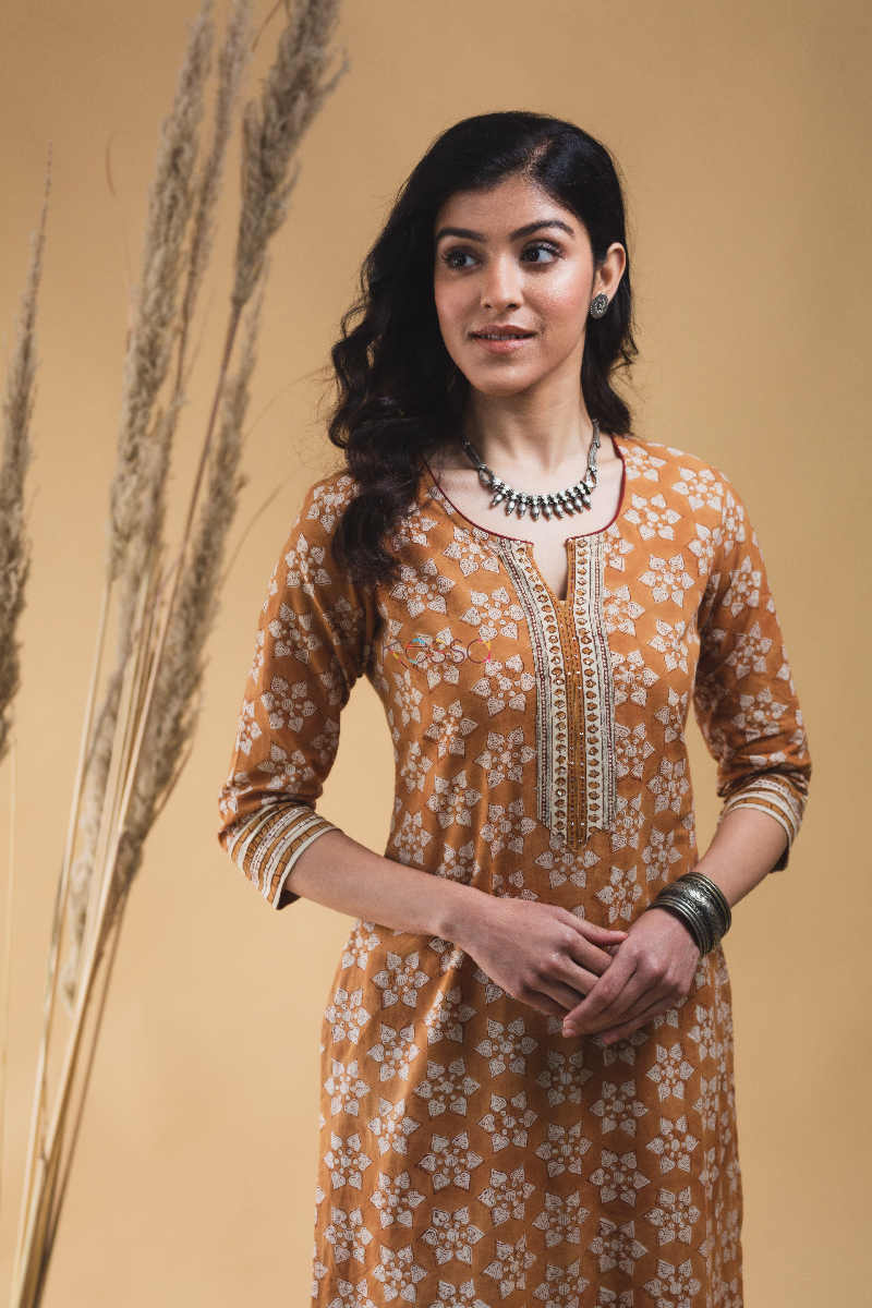 Image for Kusvaa Vcr08 Mule Fawn Regular Wear Kurta Top