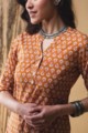 Image for Kusvaa Vcr09 Brown Rust Regular Wear Kurta Closeup