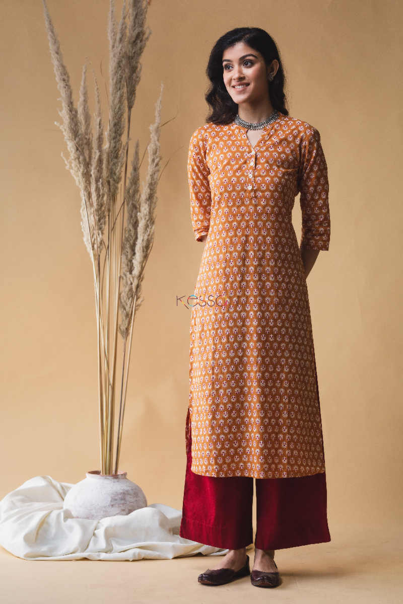 Image for Kusvaa Vcr09 Brown Rust Regular Wear Kurta Look