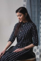 Image for Kusvaa Vcr13 Black Regular Straight Kurta Sitting
