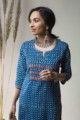 Image for Kusvaa Vcr16 East Bay Indigo Straight Fit Kurta Closeup 2