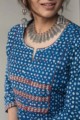 Image for Kusvaa Vcr16 East Bay Indigo Straight Fit Kurta Closeup
