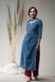 Image for Kusvaa Vcr16 East Bay Indigo Straight Fit Kurta Side
