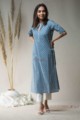 Image for Kusvaa Vcr17 Smalt Blue Regular Wear Kurta Front 2