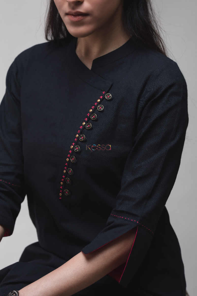 Image for Kusvaa Ws629 Tamrillo Red Kurta Pant Set Closeup