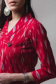 Image for Kusvaa Ws630 Brick Red Ikkat Kurta Closeup