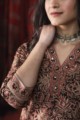 Image for Kusvaa Ws633 English Walnut Short Kalamkari Kurti Closeup
