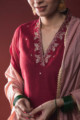 Image for Kusvaa Ws634 Persian Plum Red Upada Silk Complete Set Clseup