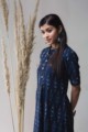 Image for Kusvaa Ws637 Mirage Blue Ikat Kurta Closeup 2