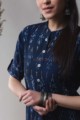 Image for Kusvaa Ws637 Mirage Blue Ikat Kurta Closeup