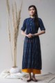 Image for Kusvaa Ws637 Mirage Blue Ikat Kurta Front