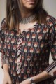 Image for Kusvaa Ws638 Zorba Brown Kalamkari Short Kurti Closeup 2