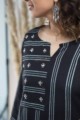 Image for Kusvaa Ws639 Black South Cotton Straight Fit Kurta Closeup