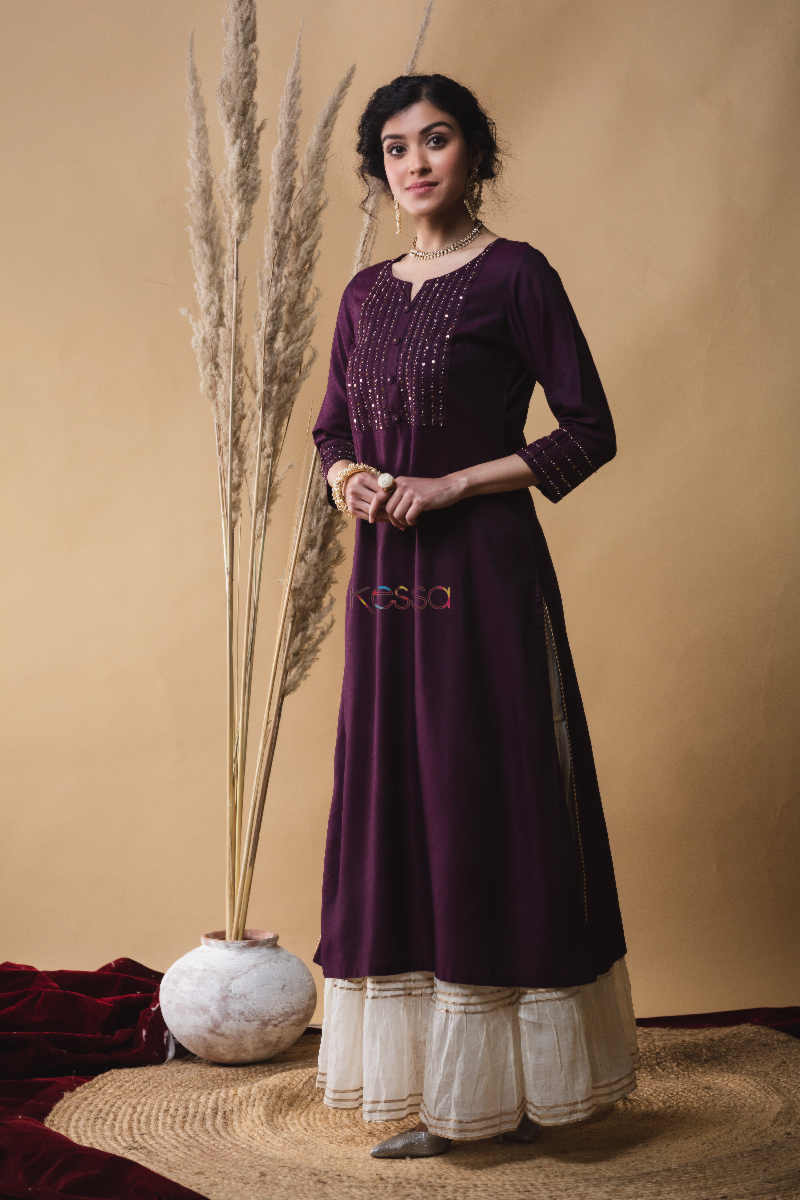 Image for Kusvaa Ws641 Madeira Cotton Silk Set With Moti Handwork Front