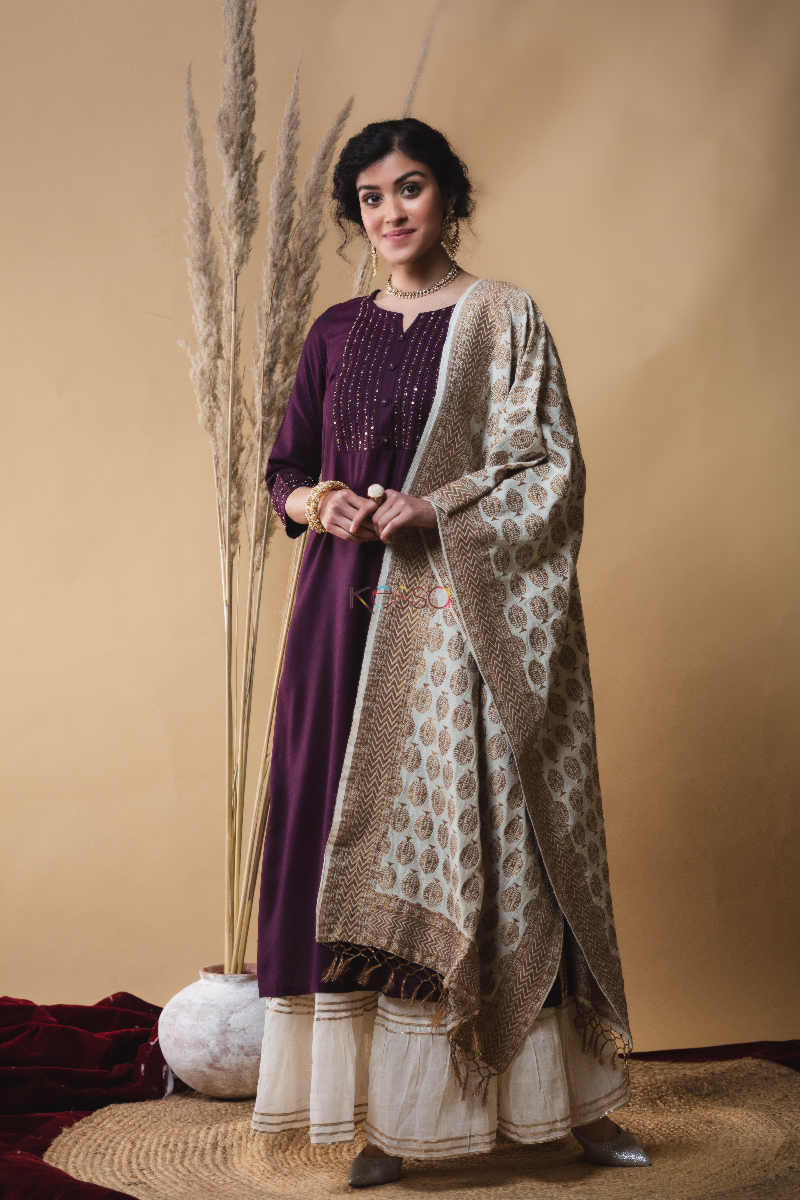 Image for Kusvaa Ws641 Madeira Cotton Silk Set With Moti Handwork Look