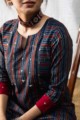 Image for Kusvaa Ws643 Pankti Ajrakh Kurta With Kantha Work 1 Closeup