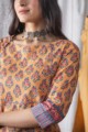 Image for Kusvaa Wsr156 Apricot Handblock Print Kurta Closeup