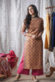 Image for Kusvaa Wsr156 Apricot Handblock Print Kurta Look