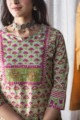 Image for Kusvaa Wsr157 Swamp Green Block Print Kurta Closeup