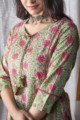 Image for Kusvaa Wsr159 Avacado Green Block Printed Kurta Closeup