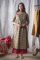 Image for Kusvaa Wsr159 Avacado Green Block Printed Kurta Look