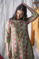 Image for Kusvaa Wsr159 Avacado Green Block Printed Kurta Top