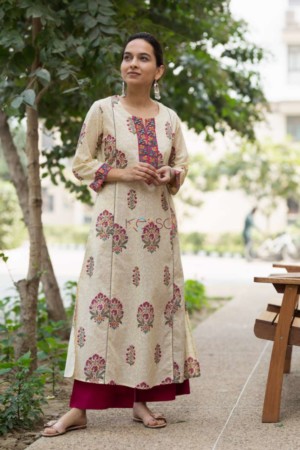 Image for Kusvaa Wsr162 Mongoose Handblock Print Kurta Featured