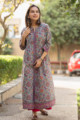 Image for Kusvaa Wsr163 Gunsmoke Multi Color Block Print A Line Kurta Look